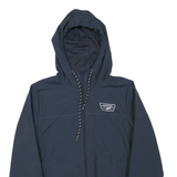 VANS Mens Blue Hooded Jacket M Polyester Blend Plain Zip Lightweight