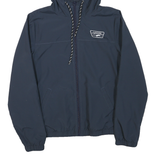 VANS Mens Blue Hooded Jacket M Polyester Blend Plain Zip Lightweight