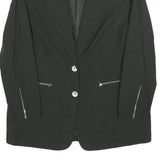 Womens Black Tailored Jacket M Polyester Blend Plain Button Closure Zipper