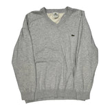 Lacoste V-Neck Sweater - XL Gray Cotton