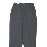 HEELINE Womens Wool Blend Grey Relaxed Straight Trousers W24 L25 Classic Formal