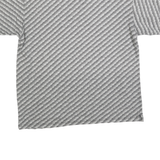 Mens Grey & Black Striped Polo Shirt XL Cotton Blend Short Sleeve Basic