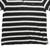 TOMMY HILFIGER Mens Black & White Striped Short Sleeve Polo Shirt M Cotton