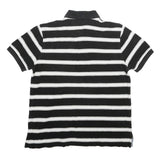 TOMMY HILFIGER Mens Black & White Striped Short Sleeve Polo Shirt M Cotton