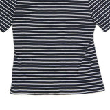 TOMMY HILFIGER Womens Blue & White Striped Top Short Sleeve V-Neck L Cotton