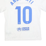 NIKE Mens White Barcelona Ansu Fati Football Shirt M Short Sleeve Crew Neck