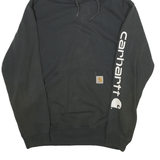 CARHARTT Mens Black Hoodie M Cotton Blend Casual Logo Sleeve Pullover