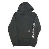 CARHARTT Mens Black Hoodie M Cotton Blend Casual Logo Sleeve Pullover