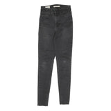 LEVI'S Womens Slim Black Denim Raw Zip Jeans W25 L29 Skinny Fit Casual