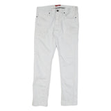 GUESS Mens White Regular Fit Straight Denim Jeans W36 L31 Zip Cotton Blend