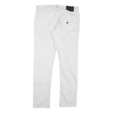 GUESS Mens White Regular Fit Straight Denim Jeans W36 L31 Zip Cotton Blend