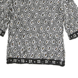FRANK USHER Womens Black Printed Top Short Sleeve Round Neck S Beaded