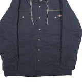 WRANGLER Mens Navy Blue Cotton Blend Jacket L Hooded Zip Casual Outerwear