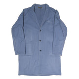 Mens Blue Cotton Blend Jacket M Button Closure Plain Casual Workwear