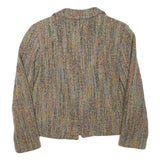 Womens Beige Wool Blend Button Jacket M Woven Classic Stylish Warm Wear