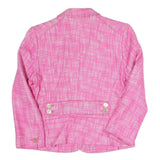 JUICY COUTURE Womens Pink & White Cotton Blend Blazer Jacket M Woven Button