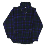 EDDIE BAUER Womens Blue & Green Check Fleece Jacket L Polyester Zip
