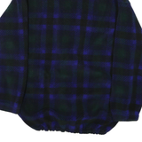 EDDIE BAUER Womens Blue & Green Check Fleece Jacket L Polyester Zip