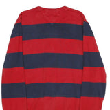 TOMMY HILFIGER Mens Red & Navy Stripe Patterned Cotton Jumper Crew Neck Basic