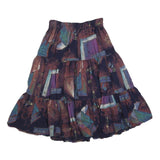 RED ROCK REFLECTIONS Womens Purple Abstract Print Flare Knee Length Cotton Blend