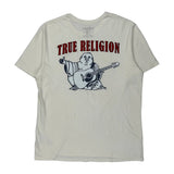 Buddha With Guitar True Religion Graphic T-Shirt - Large White Cotton