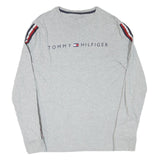 TOMMY HILFIGER Mens Grey & Red Long Sleeve Crew Neck Logo T-Shirt M