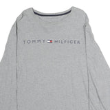 TOMMY HILFIGER Mens Grey Long Sleeve Crew Neck Logo Print T-Shirt M
