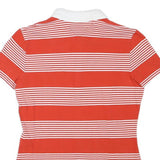 TOMMY HILFIGER Womens Red & White Stripe Short Sleeve Polo Shirt M Cotton Blend