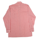 HOBBY Mens Red & White Check Shirt M Polyester Blend Casual Retro Long Sleeve
