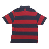FC BARCELONA Mens Red & Navy Striped Short Sleeve Polo Shirt L Football Fanwear