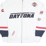 SUBDUED Mens White Daytona Racing Zip Hoodie XS Streetwear Jacket
