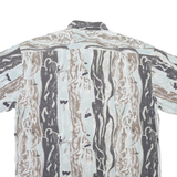 VINCI TRADITION Mens Blue & Brown Abstract Pattern Cotton Blend Shirt XL