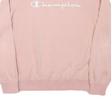 CHAMPION Womens Pink Crew Neck L Cotton Blend Sweatshirt Logo Long Sleeve