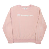 CHAMPION Womens Pink Crew Neck L Cotton Blend Sweatshirt Logo Long Sleeve