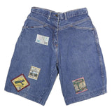 Mens Denim Blue Shorts L W30 Sport Patch Casual Cotton Comfortable Relaxed Fit