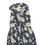 YOUNG CANDA Girls Navy Blue Floral Viscose Dress Sleeveless Midi L