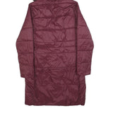 BARBOUR Womens Maroon Puffer Jacket UK 12 Polyester Zip Hooded Quilted Long