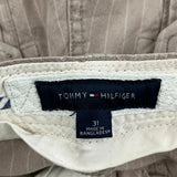 Tommy Hilfiger Pinstripe Chino Shorts - 34W 10L Beige Cotton