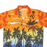 Mens Orange & Black Tropical Palm Print Short Sleeve Shirt M Summer Beachwear