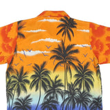 Mens Orange & Black Tropical Palm Print Short Sleeve Shirt M Summer Beachwear