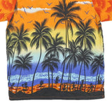 Mens Orange & Black Tropical Palm Print Short Sleeve Shirt M Summer Beachwear