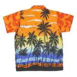 Mens Orange & Black Tropical Palm Print Short Sleeve Shirt M Summer Beachwear