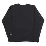 CHAMPION Womens Black Cotton Blend Crew Neck L Sweatshirt Logo Print Casual