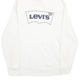 LEVI'S Mens White Pullover Hoodie L Cotton Logo Sweatshirt