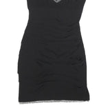 RINA SCIMENTO Womens Black Bodycon Woven Mini Dress S Sweetheart Neckline
