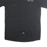 DICKIES Mens Black Work Shirt M Short Sleeve Button Cotton Blend Casual