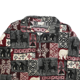 BLACK MOUNTAIN Womens Burgundy Grey White Patterned Jumper 1/4 Zip Pullover L