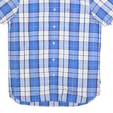 NAUTICA Mens Blue & White Check Shirt M Short Sleeve Cotton Blend Casual