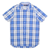 NAUTICA Mens Blue & White Check Shirt M Short Sleeve Cotton Blend Casual