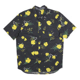 VANS Mens Black & Yellow Floral Shirt XL Cotton Blend Short Sleeve Casual